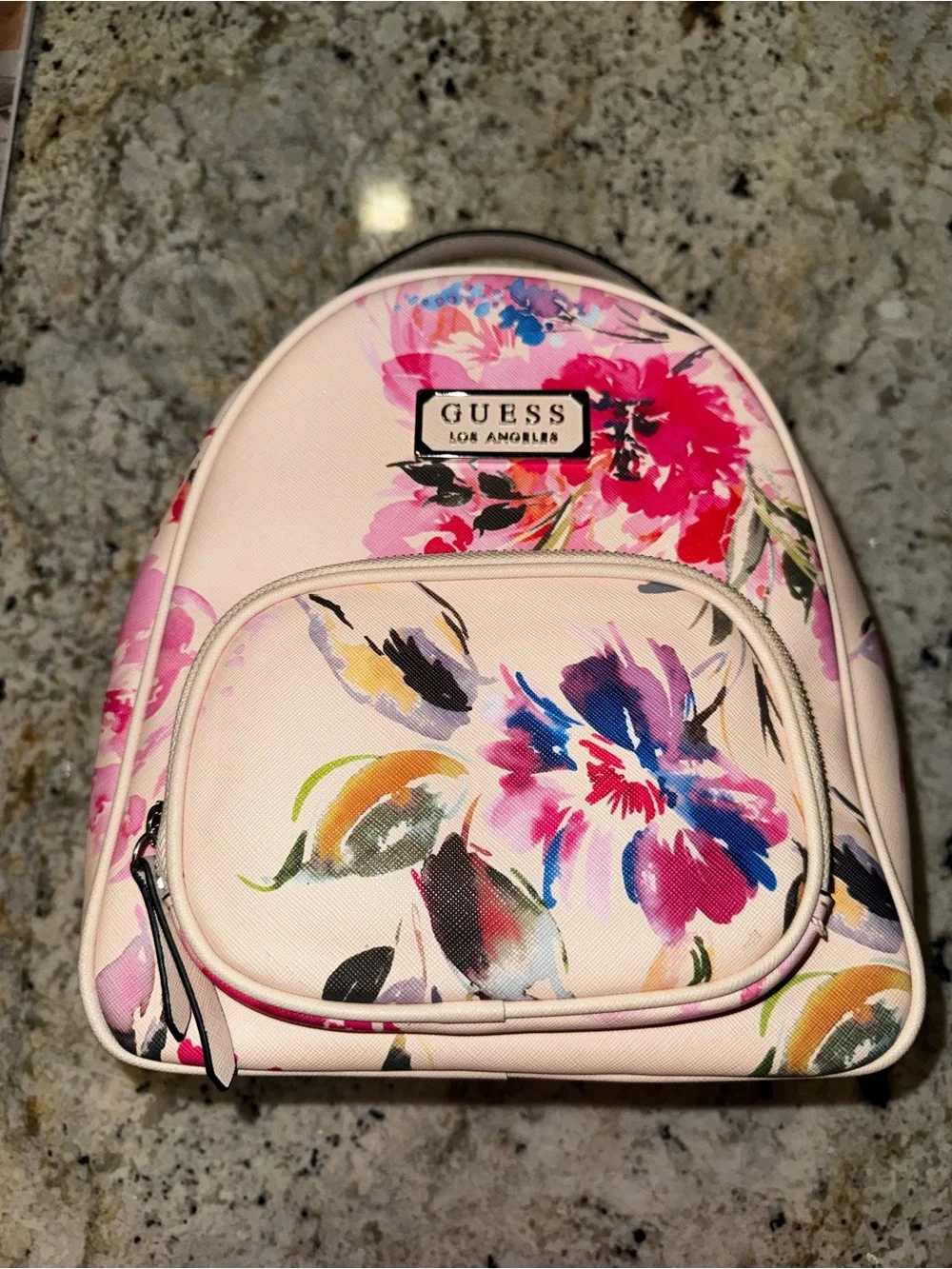 guess floral mini backpack Factory Women's Leonore Small New Guess Pink Floral Mini